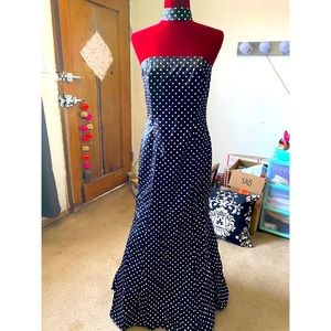 Polka dot mermaid prom formal gown